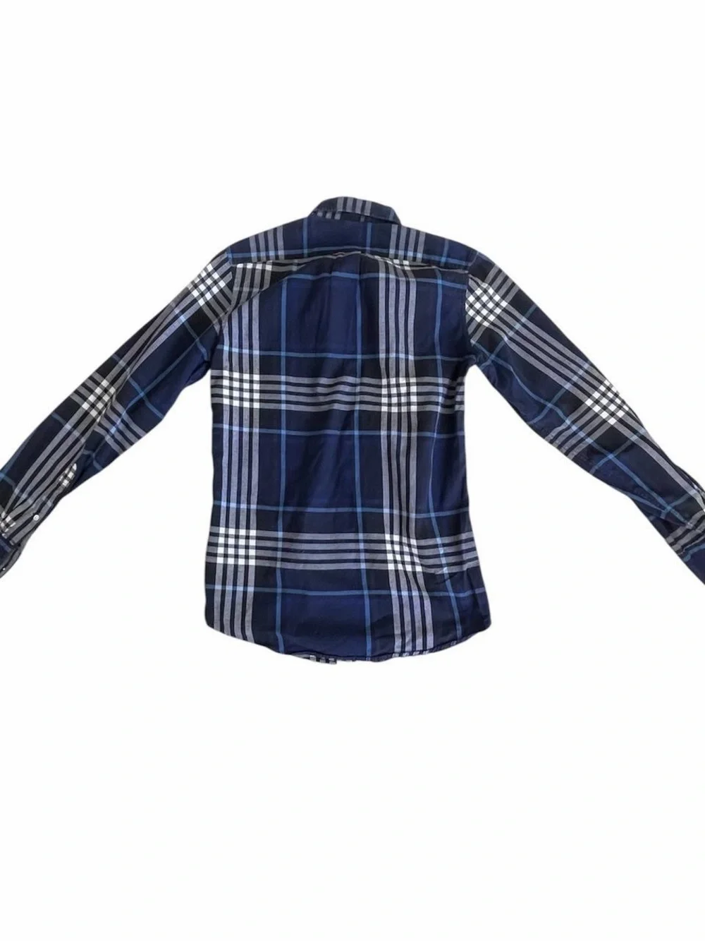 J.Crew Thomas Mason Slim Fit Blue Plaid Cotton Shirt (XS)